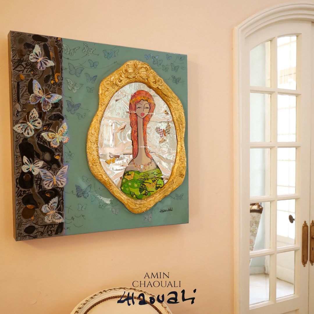 Tableau Mon Miroir de l'artiste tunisien Amin Chaouali en sculpturo-peinture