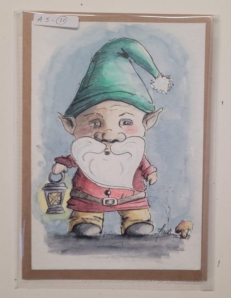 Carte de Noël 2024 aquarelle par l'artiste peintre de la Drôme MINA