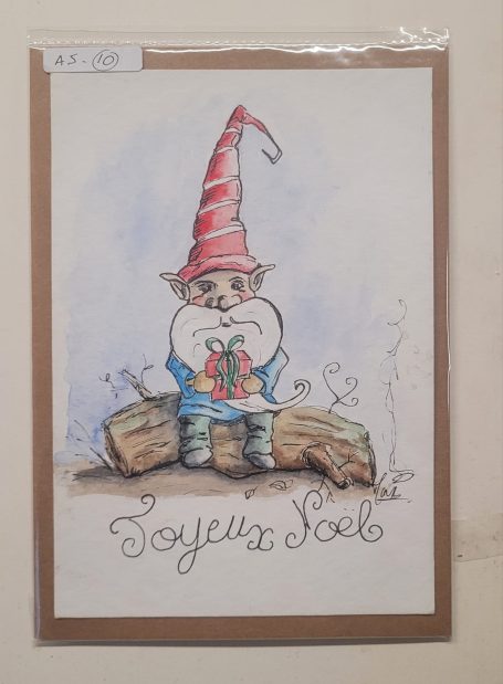 Carte de Noël 2024 aquarelle par l'artiste peintre de la Drôme MINA